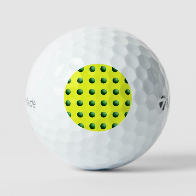 Pelotas De Golf Esferas Verdes sobre Amarillo (Anverso)