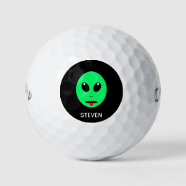 Pelotas De Golf Espacio divertido Alien Verde Negro Personalizado