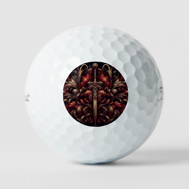 Pelotas De Golf Espada roja y bronce celta escocesa (Anverso)