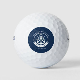 Pelotas De Golf Espíritu Náutico Ancla, Rueda, Azul Marino
