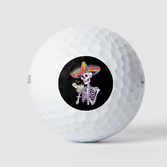 Pelotas De Golf Esqueleto mexicano Cinco De Mayo Margarita Fiesta (Anverso)