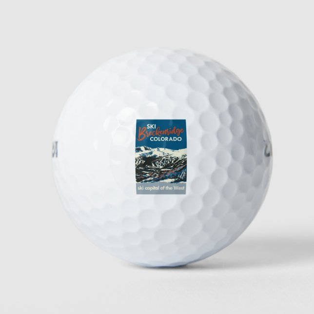 Pelotas De Golf Esquí de época BReckenridge Poster Azul (Anverso)