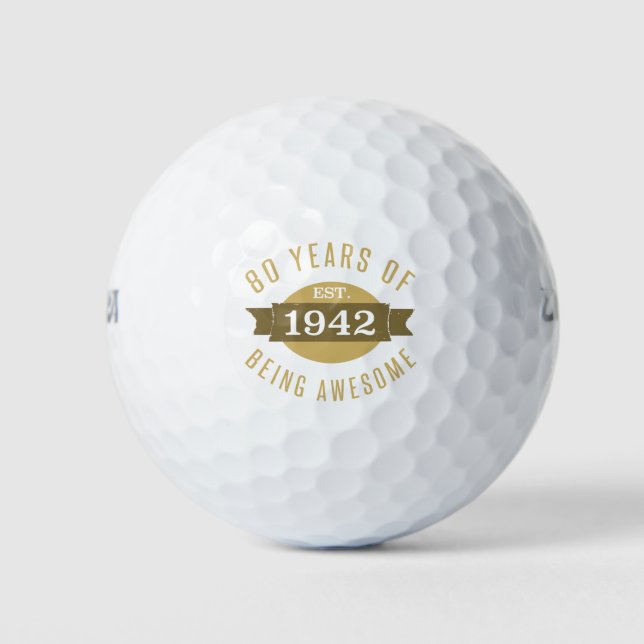 Pelotas De Golf Establecido en 1942 80º cumpleaños (Anverso)