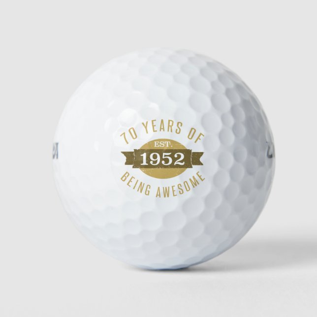 Pelotas De Golf Establecido en 1952 70º cumpleaños (Anverso)