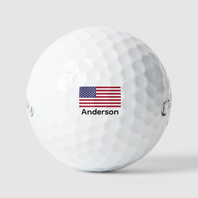 Pelotas De Golf Estados Unidos imprime la bandera estadounidense p (Anverso)