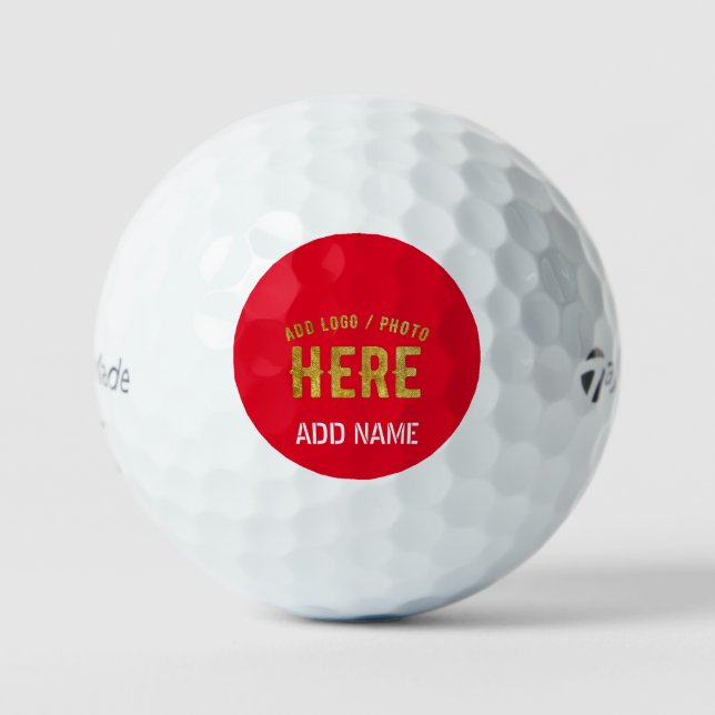 PELOTAS DE GOLF ESTILOSO MODERNO PERSONALIZADO BLANCO ROJO VERIFIC (Anverso)
