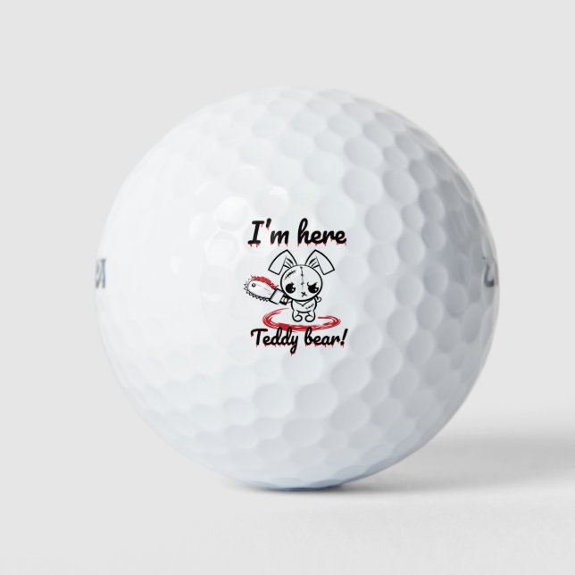Pelotas De Golf Estoy aquí Teddy Bear Grumpy Voodoo Bunny (Anverso)