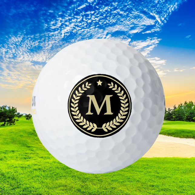 Pelotas De Golf Estrella de la hoja de oro de monograma (Subido por el creador)