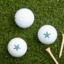 Pelotas De Golf Estrella de mar azul acuarela náutica