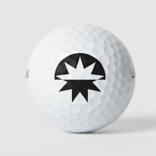 Pelotas De Golf Estrella del Deco Blanco Negro (Anverso)