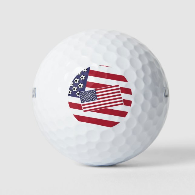 Pelotas De Golf Estrellas de fútbol y bandera de franjas (Anverso)