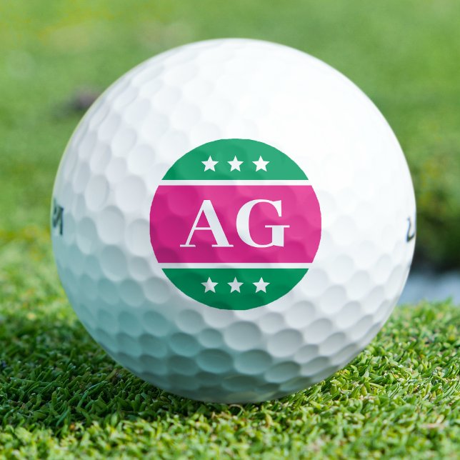 Pelotas De Golf Estrellas monográficas personalizadas verde rosa (Subido por el creador)