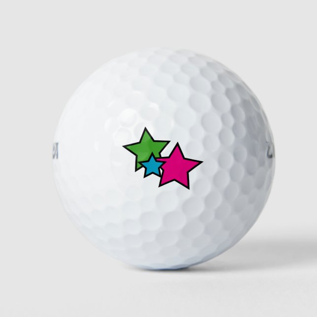 Pelotas De Golf Estrellas Neon Green Blue (Anverso)