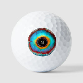 Pelotas De Golf Ethereal Ojo Cósmico Monograma vibrante Resumen Ar