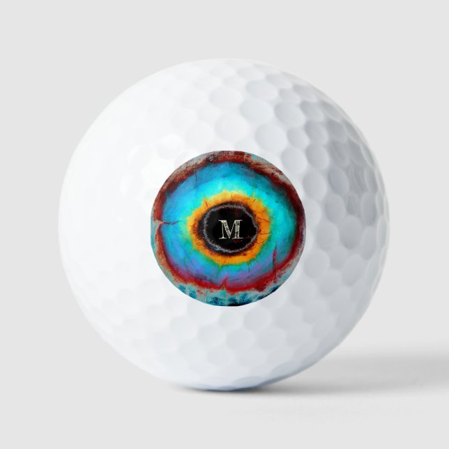 Pelotas De Golf Ethereal Ojo Cósmico Monograma vibrante Resumen Ar (Anverso)