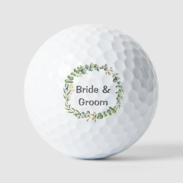 Pelotas De Golf Eucalyptus deja flor novia y novio boda (Anverso)