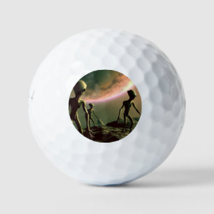 Pelotas De Golf Extranjeros grises de SF sobre el planeta extranje