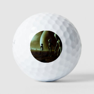 Pelotas De Golf Extranjeros grises de SF sobre el planeta extranje