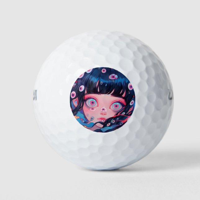Pelotas De Golf Extraño Chica De Anime Astuto (Anverso)