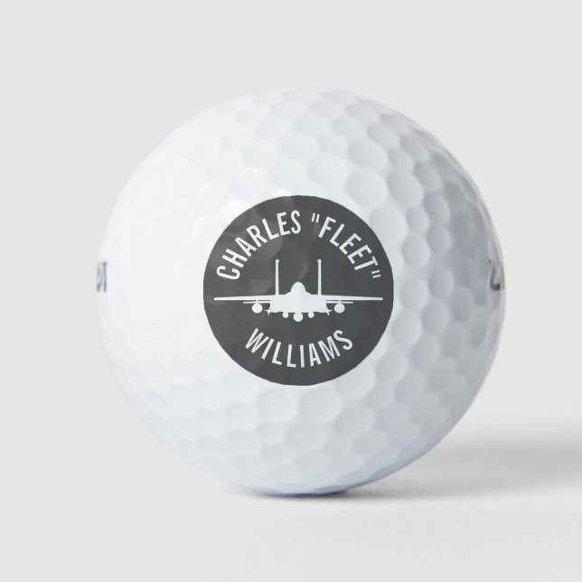 Pelotas De Golf F-15E Strike Eagle Golf Ball Grey con nombre perso (Anverso)