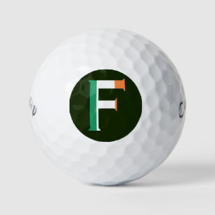 Pelotas De Golf F Monograma sobrepuesto sobre la bandera irlandesa