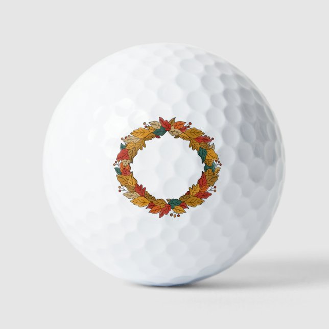 Pelotas De Golf Fall Leaf Wreath Circle (Anverso)