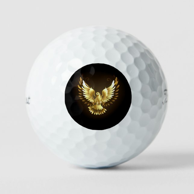 Pelotas De Golf Falsa paloma de paz del Relieve metalizado dorado  (Anverso)
