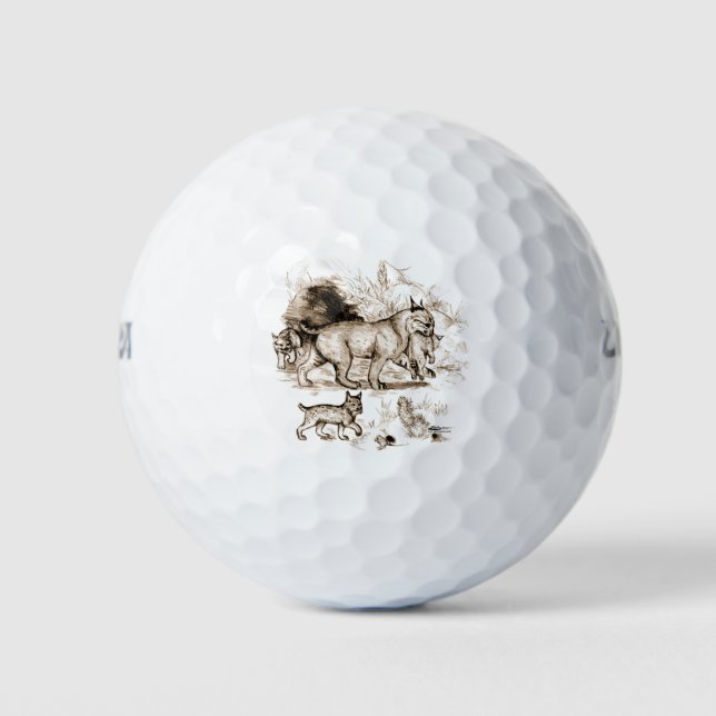 Pelotas De Golf Familia de Linces Rojos (Anverso)