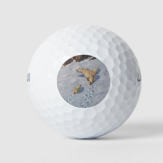 Pelotas De Golf Familia de osos polares en la nieve ártica (Anverso)