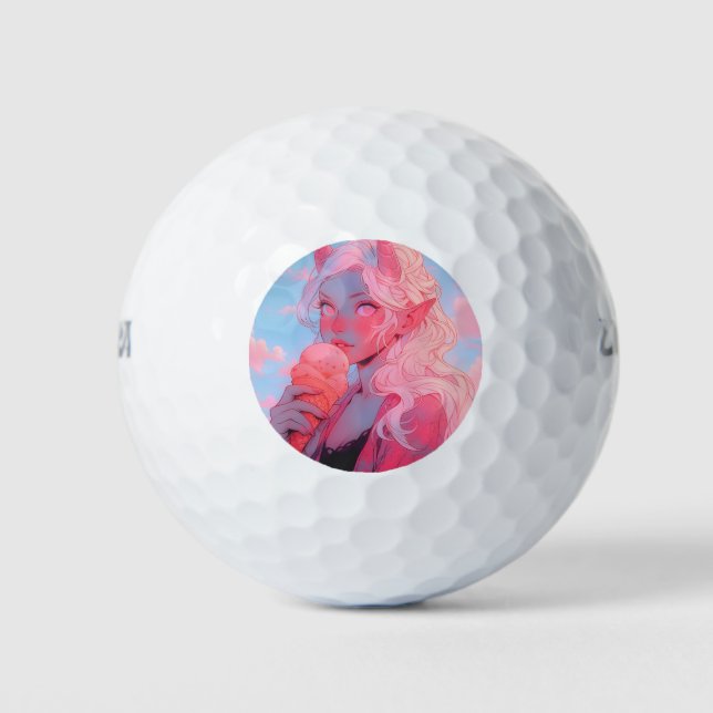 Pelotas De Golf Fantasía Crema de hielo rosa suave Anime Chica (Anverso)