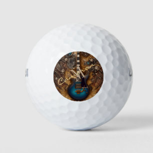 Pelotas De Golf Fantasy Steampunk Vintage Blue Guitar