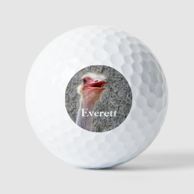 Pelotas De Golf Fauna de avestruz animal personalizable (Anverso)