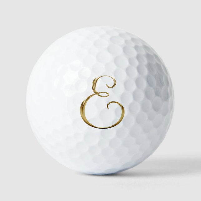 Pelotas De Golf Faux Gold Metallic Monogram E (Anverso)