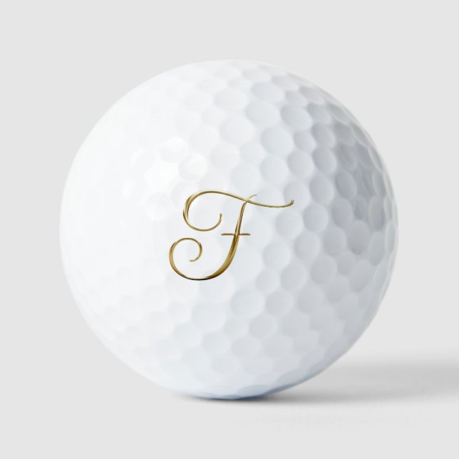Pelotas De Golf Faux Gold Metallic Monogram F (Anverso)