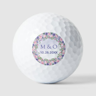 Pelotas De Golf Favor de boda floral acuarela rosa pervinca