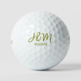 Pelotas De Golf Favor de boda personalizado Olive Iniciales Fecha