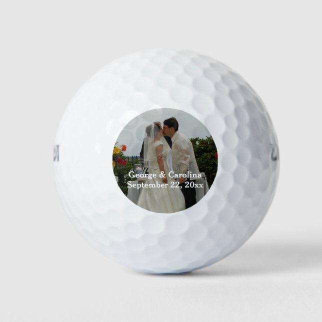 Pelotas De Golf Favor de matrimonio fotográfico personalizado (Anverso)