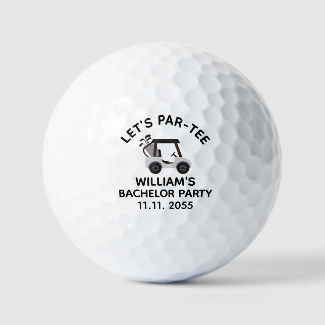 Pelotas De Golf Favor para Despedida de Soltero Let's Par-Tee | No (Anverso)