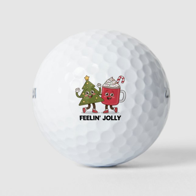 Pelotas De Golf Feelin Jolly Christmas Tree Coffee Lover Winter (Anverso)