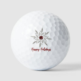 Pelotas De Golf Felices Fiestas de Snowflake de cristal rojo plate