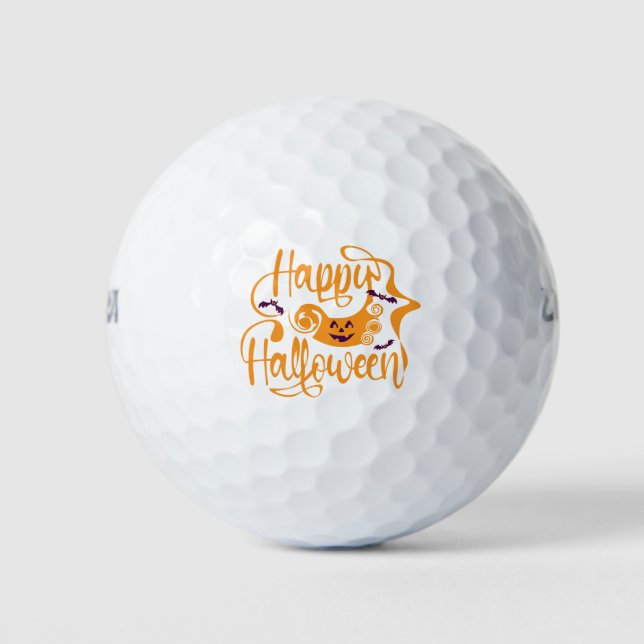 Pelotas De Golf Felices murciélagos de Halloween jack o lantern (Anverso)