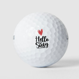 Pelotas De Golf Feliz 60 cumpleaños Hola Sesenta amor corazón rojo