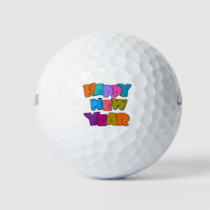 Pelotas De Golf Feliz Año Nuevo Personalizado colorido saludo