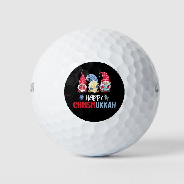 Pelotas De Golf Feliz Chrismukkah Gnomes Hanukkah Feliz Navidad (Anverso)