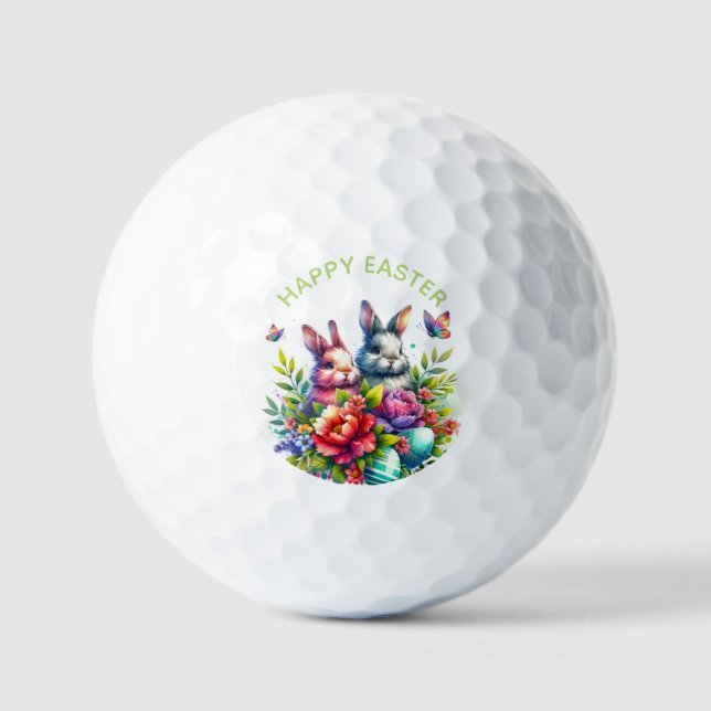 Pelotas De Golf Feliz Conejo de Pascua (Anverso)