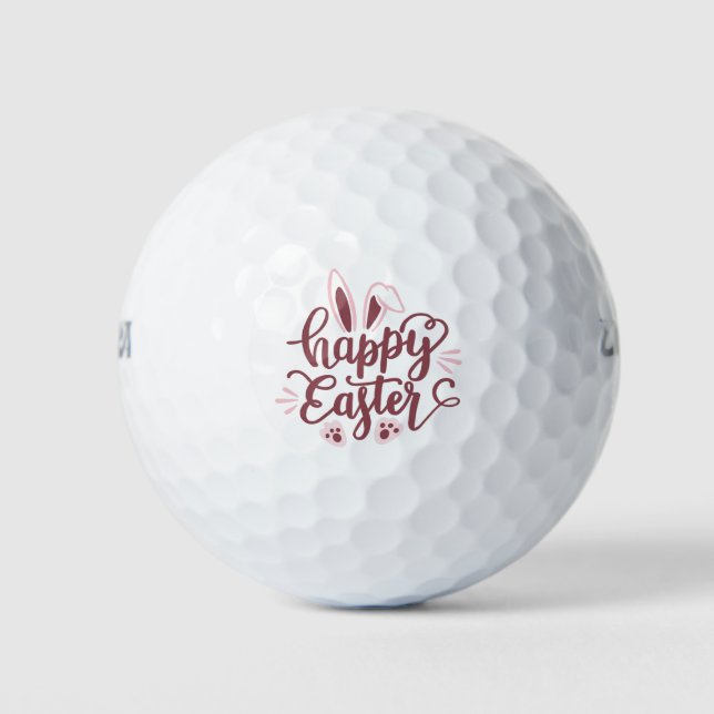 Pelotas De Golf Feliz Conejo de Pascua (Anverso)