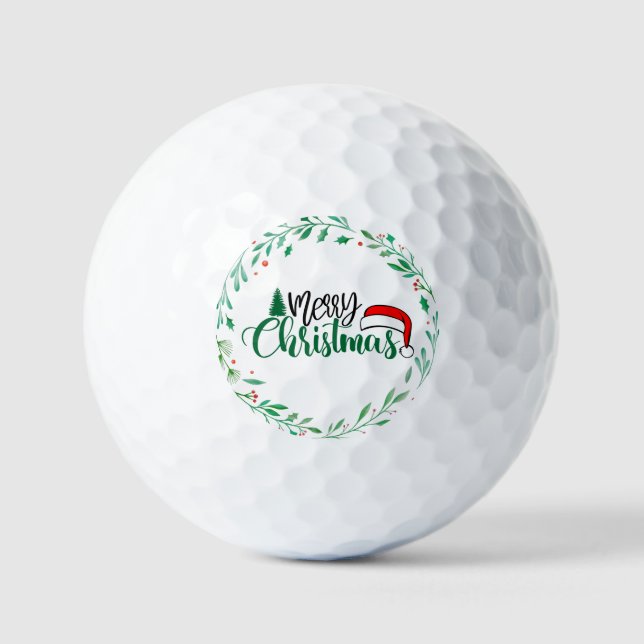 Pelotas De Golf Feliz corona navideña con Papá Noel X (Anverso)