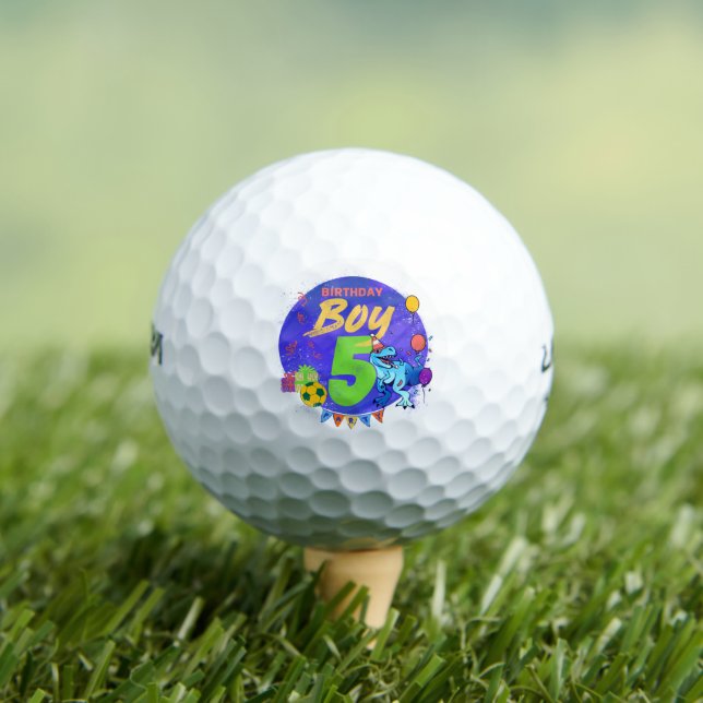 Pelotas De Golf Feliz cumpleaños 5 Dinosaurio por quinto cumpleaño (Camiseta in situ)