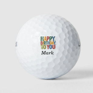 Pelotas De Golf Feliz cumpleaños a ti con el nombre de golfista