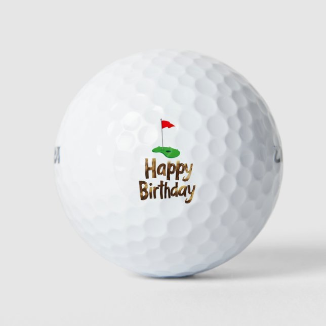 Pelotas De Golf Feliz cumpleaños de golf con bandera de golf  (Anverso)